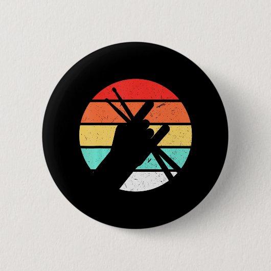 ドラマー男性パーカッション愛好家ドラムキット 缶バッジ (正面)