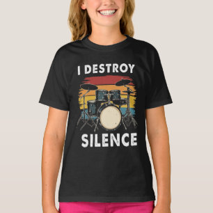 ドラマー私は沈黙ドラムを破壊 Tシャツ