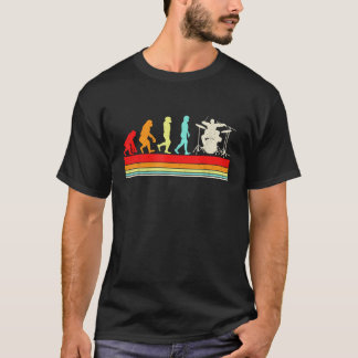 ドラマー進化論 レトロ ヴィンテージ デザイン D用 Tシャツ