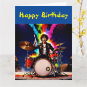 ドラマー遊の熱いドラムセット カード (黄色い花)