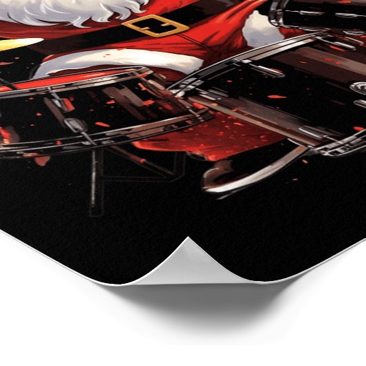 ドラマー遊サンタのドラムおもしろいス・クリスマスドラム ポスター (角)