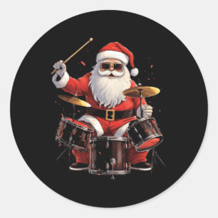 ドラマー遊サンタのドラムおもしろいス・クリスマスドラム ラウンドシール