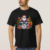 ドラマー遊サンタのドラムクリスマスドラミングさん Tシャツ (正面)