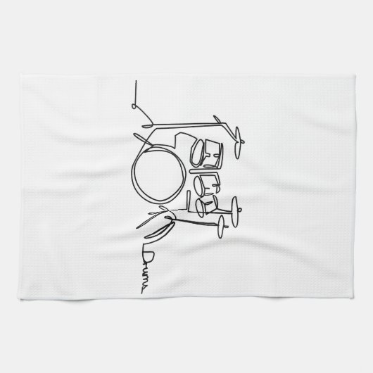 ドラマー音楽デザインワンラインドラム キッチンタオル (横)