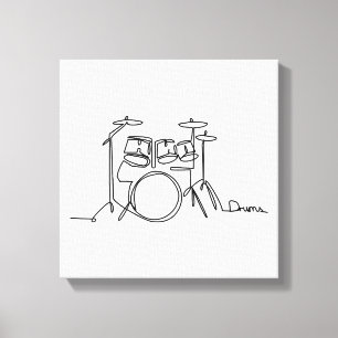 ドラマー音楽デザインワンラインドラム キャンバスプリント
