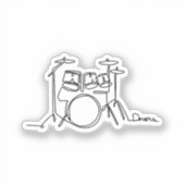 ドラマー音楽デザインワンラインドラム シール (正面)