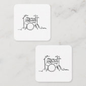 ドラマー音楽デザインワンラインドラム スクエア名刺 (正面/裏面)