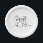 ドラマー音楽デザインワンラインドラム ペーパープレート<br><div class="desc">ドラマー音楽デザインワンラインドラム</div>