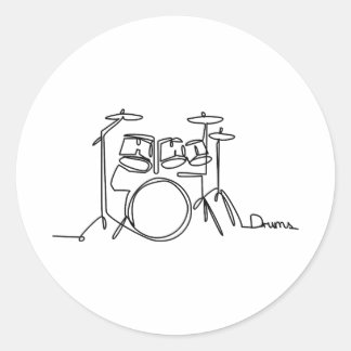 ドラマー音楽デザインワンラインドラム ラウンドシール
