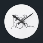 ドラマー音楽デザインワンラインドラム ラウンド壁時計<br><div class="desc">ドラマー音楽デザインワンラインドラム</div>