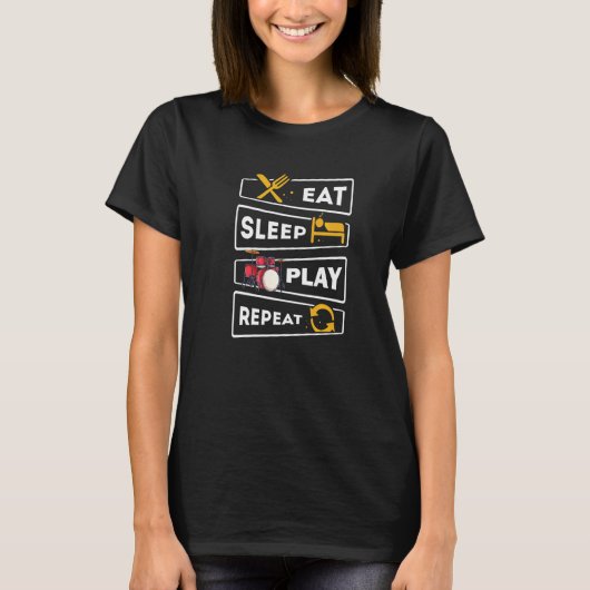 ドラマー食べスリー遊ドラム Tシャツ (正面)