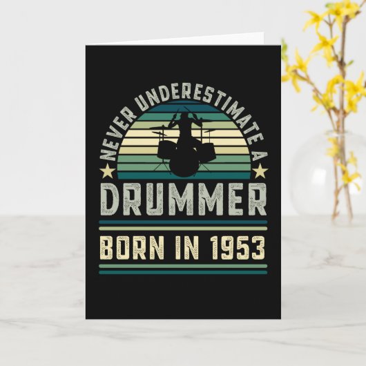 ドラマー1953生まれ 70誕生日ドラミングギフト カード (黄色い花)