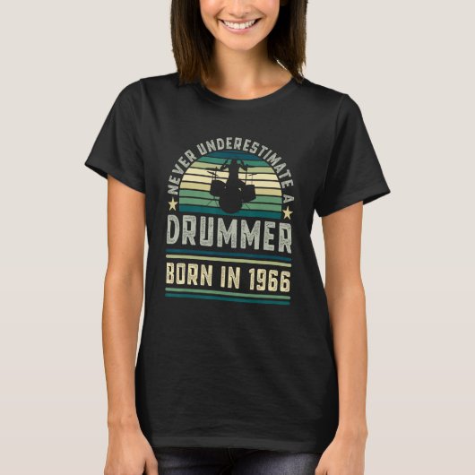ドラマー1966生まれ 60th誕生日ドラミング tシャツ (正面)