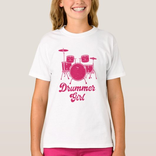 ドラマー・ガール |ドラムドラマーギフト Tシャツ (正面)