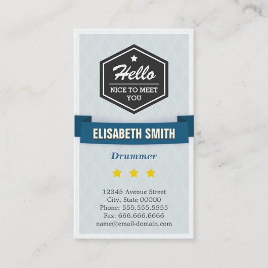 ドラマー – クリエイティブレトロ スタイリッシュ 名刺 (正面)
