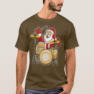 ドラマー・サンタ・クリスマスサン遊タのドラム Tシャツ