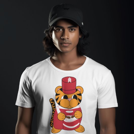 ドラマー・タイガー・マーチングバン赤と白ド Tシャツ