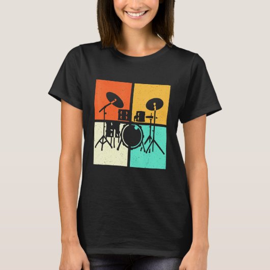 ドラマー・ドラマセットヴィンテージ Tシャツ (正面)