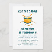 ドラマー・ドラムズミュージックブルー4th誕生日パーティー 招待状 (正面)