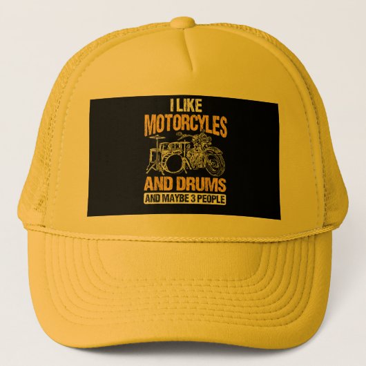 ドラマー・ドラム私はバイクとドラムが好き キャップ (正面)