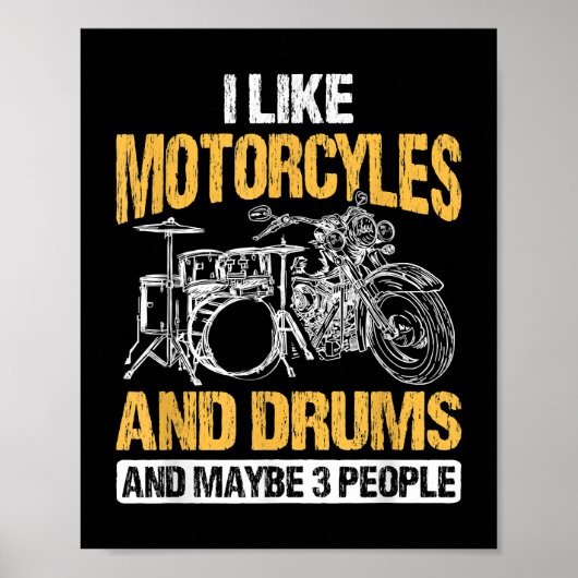 ドラマー・ドラム私はバイクとドラムが好き ポスター (正面)