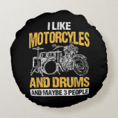 ドラマー・ドラム私はバイクとドラムが好き ラウンドクッション (裏面)