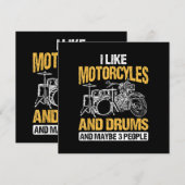 ドラマー・ドラム私はバイクとドラムが好き 招待状 (正面/裏面)