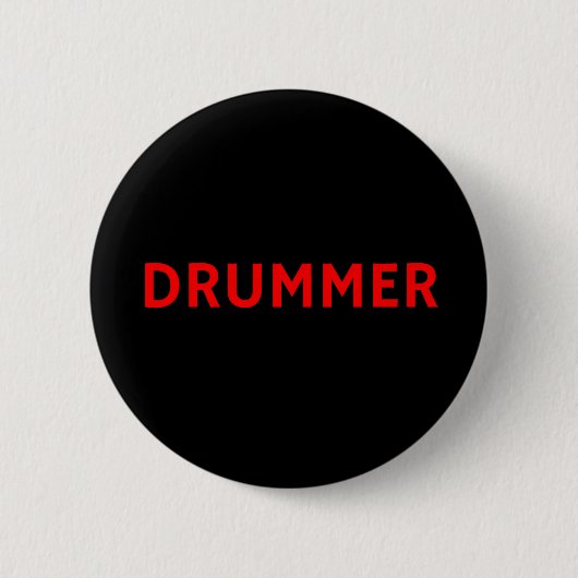 ドラマー – バンド – レッド&ブラック 缶バッジ (正面)