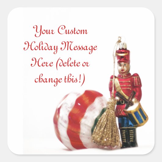 ドラマー・ボーイとクリスマスボール スクエアシール (正面)