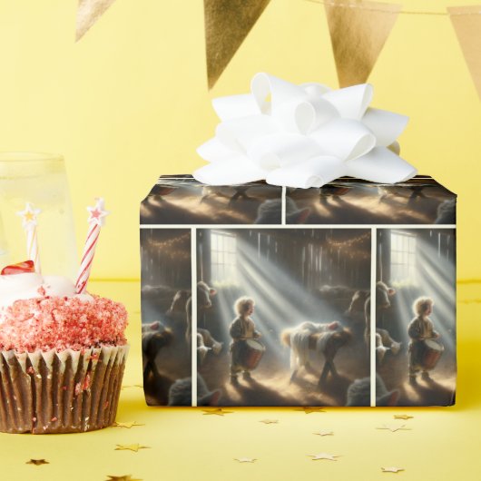 ドラマー・ボーイとベビー・イエス・インア・マンガー ラッピングペーパー (誕生日パーティー)