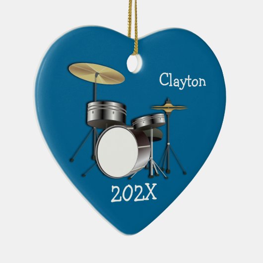 ドラマー・ボーイズパーソナライズされた・クリスマスフォトオーナメント セラミックオーナメント (右)
