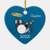 ドラマー・ボーイズパーソナライズされた・クリスマスフォトオーナメント セラミックオーナメント (正面)