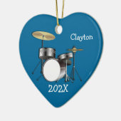 ドラマー・ボーイズパーソナライズされた・クリスマスフォトオーナメント セラミックオーナメント (左)