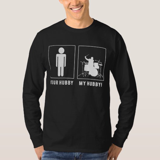 ドラマーHubby Rockinザビートおもしろい- Drumming T-S Tシャツ (正面)