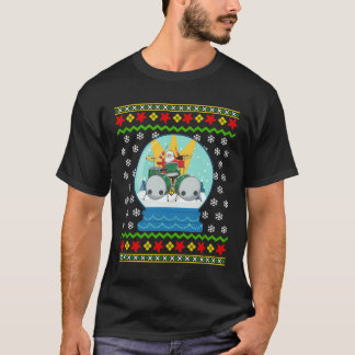 ドラマーSanta Snow Globe醜いクリスマスドラムスPerc Tシャツ