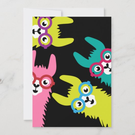 ドラマ ラマ カラフルなラクダ科の動物 招待状 (正面)