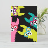 ドラマ ラマ カラフルなラクダ科の動物 招待状 (スタンド正面)