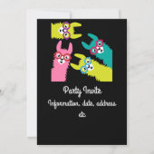 ドラマ ラマ カラフルなラクダ科の動物 招待状 (裏面)