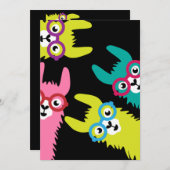 ドラマ ラマ カラフルなラクダ科の動物 招待状 (正面/裏面)