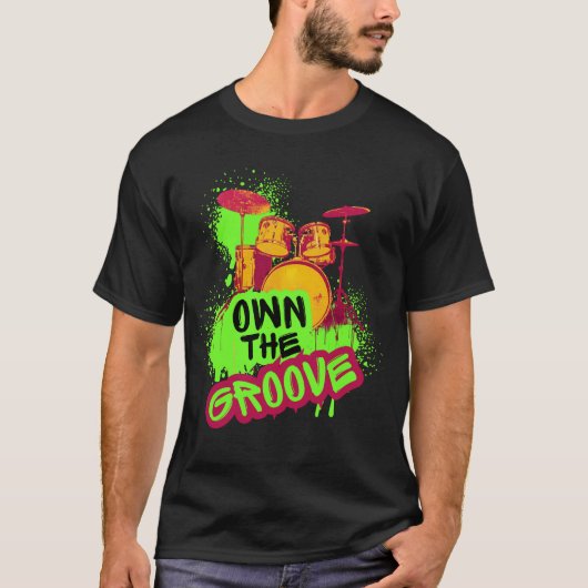 ドラミングデザイン - グルーブを制する Tシャツ (正面)