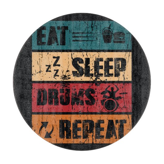 ドラミング熱：Tシャツデザインイラストレーション。 カッティングボード (正面)