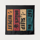 ドラミング熱：Tシャツデザインイラストレーション。 タペストリー (正面(横))