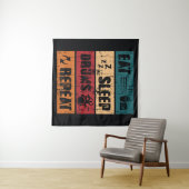 ドラミング熱：Tシャツデザインイラストレーション。 タペストリー (インサイチュ(横))