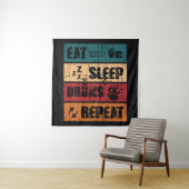 ドラミング熱：Tシャツデザインイラストレーション。 タペストリー (インサイチュ)