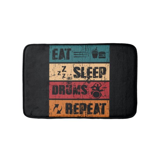 ドラミング熱：Tシャツデザインイラストレーション。 バスマット (正面)