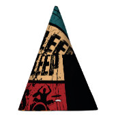 ドラミング熱：Tシャツデザインイラストレーション。 パーティーハット (右)