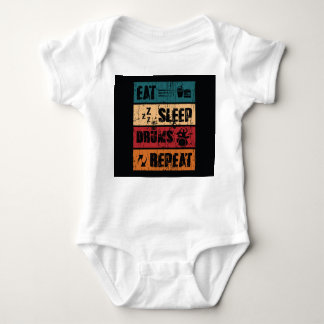 ドラミング熱：Tシャツデザインイラストレーション。 ベビーボディスーツ