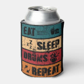ドラミング熱：Tシャツデザインイラストレーション。 缶クーラー (缶正面)