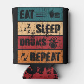 ドラミング熱：Tシャツデザインイラストレーション。 缶クーラー (裏面)