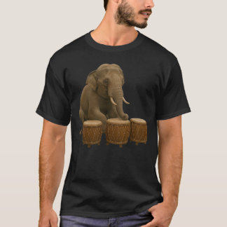 ドラミング象デザイン付きTシャツ Tシャツ
